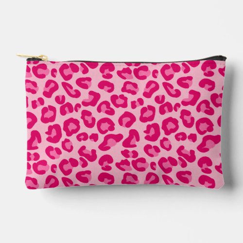 Leopard Print in Pastel Pink Hot Pink and Fuchsia Accessory Pouch