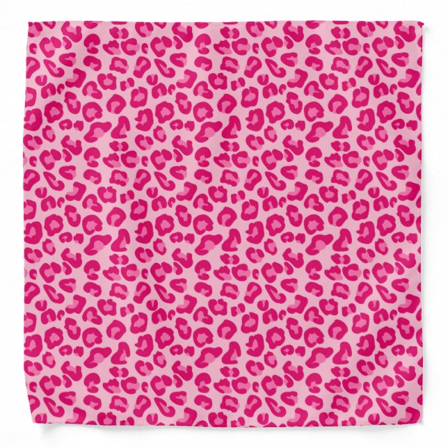 Leopard Print in Pastel Pink, Hot Pink and Fuchsia Bandana (Front)
