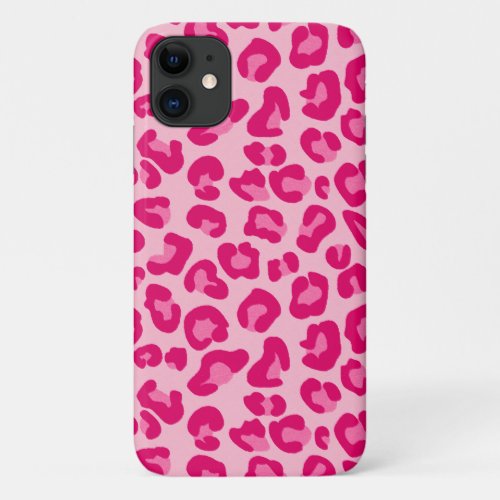Leopard Print in Pastel Pink Hot Pink and Fuchsia iPhone 11 Case