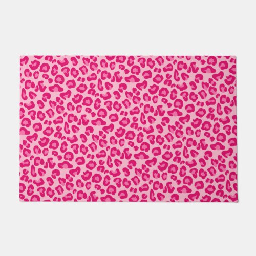 Leopard Print in Pastel Pink Hot Pink and Fuchsia Doormat