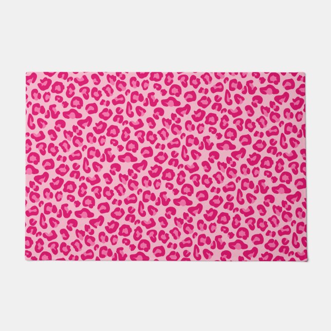 Leopard Print in Pastel Pink, Hot Pink and Fuchsia Doormat (Front)
