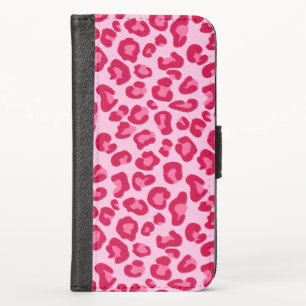 Leopard Print in Pastel Pink, Hot Pink and Fuchsia iPhone X Wallet Case