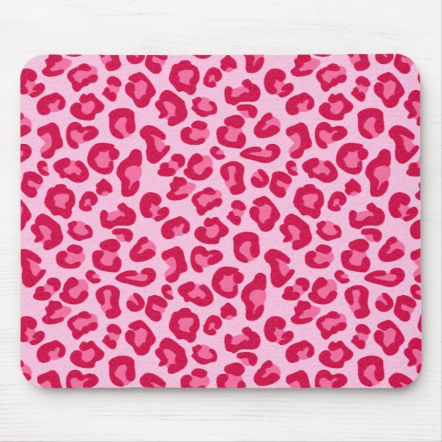 Leopard Print in Pastel Pink, Hot Pink and Fuchsia Mouse Pad (Front)