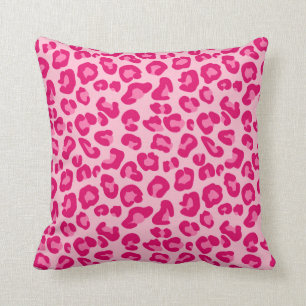 Leopard Print in Pastel Pink, Hot Pink and Fuchsia Throw Pillow