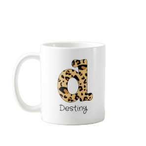 Leopard Print Initial Lowercase d and Name Coffee Mug