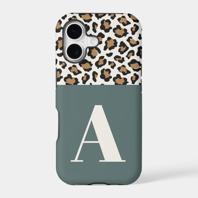 Leopard print initial typography bold modern chic iphone case (Back)