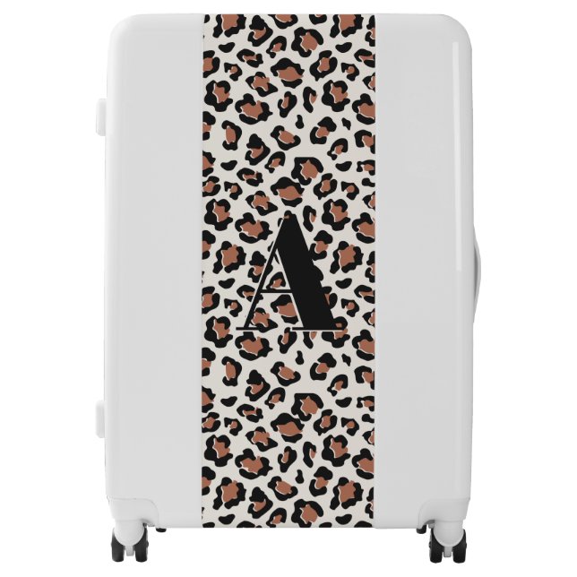 Leopard print initial typography modern terracotta luggage (Front)