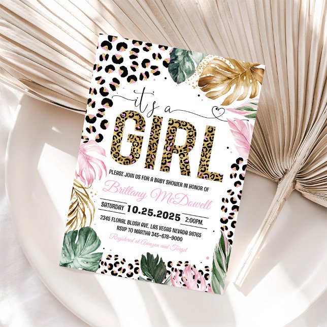 Leopard Print It's a Girl Baby Shower Invitation (Creator Uploaded)