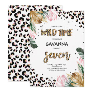 Leopard Print Jungle Safari 7th Birthday Party Invitation
