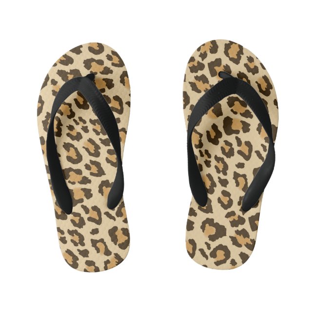 Leopard Print Kid's Flip Flops (Footbed)