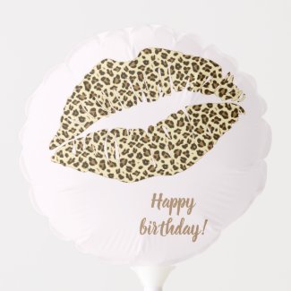 Leopard Print Kiss - Happy Birthday Balloon