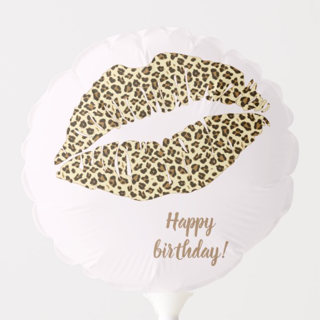 Leopard Print Kiss - Happy Birthday Balloon (Front)