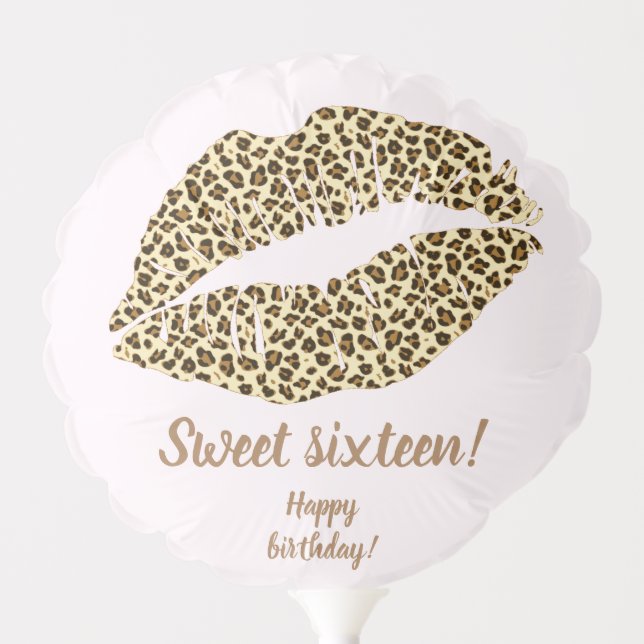 Leopard Print Kiss - Sweet Sixteen Birthday Balloon (Front)