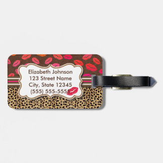 Leopard Print Kisses Personalized Address Luggage Tag