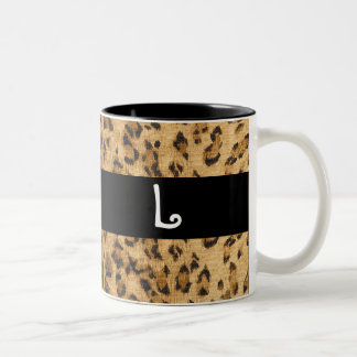 Leopard Print L monogram initials Coffee Mug Cup
