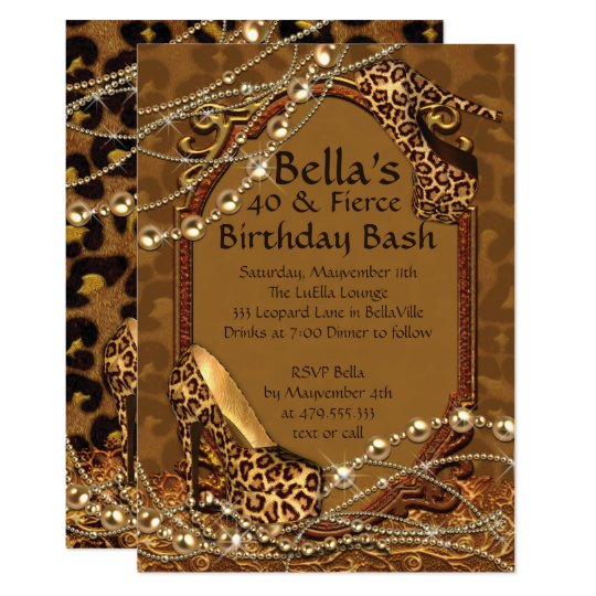 Leopard Print Las Birthday Invitations Leopard Print Las Birthday Invitations