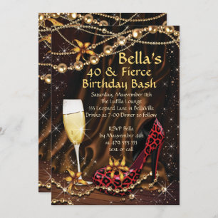 Leopard Print Ladies Birthday Invitations