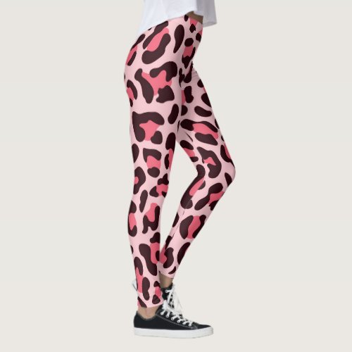 Leopard Print Leggings Hot Pink and Black