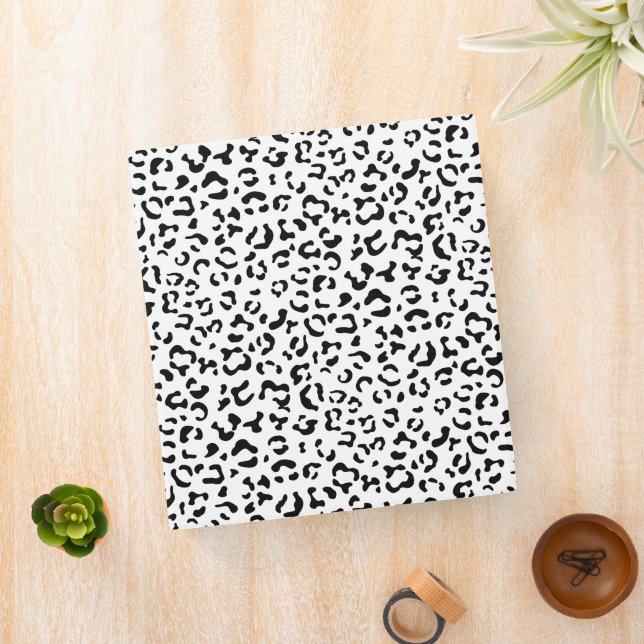 Leopard Print, Leopard Spots, Black And White 3 Ring Binder (In Situ)