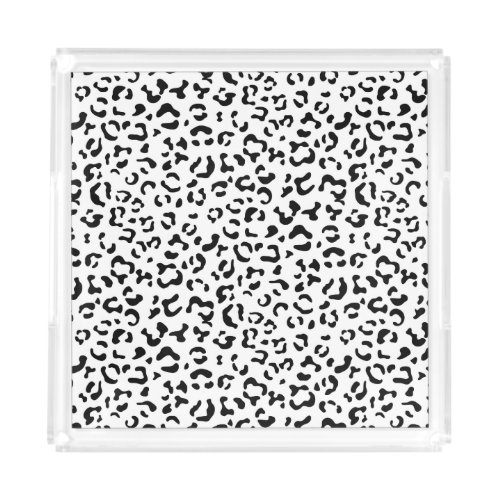 Leopard Print Leopard Spots Black And White Acrylic Tray