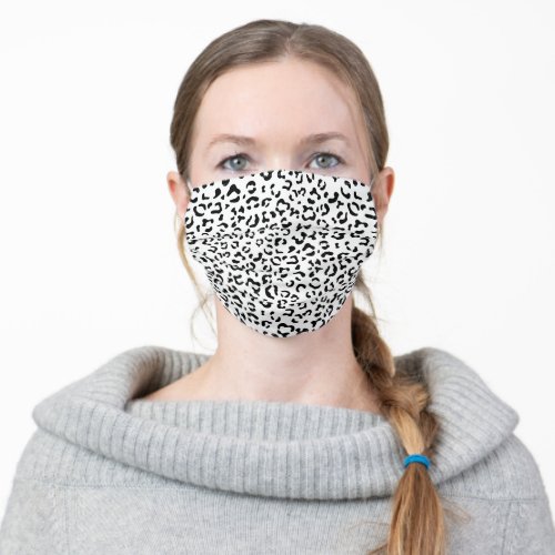 Leopard Print Leopard Spots Black And White Adult Cloth Face Mask