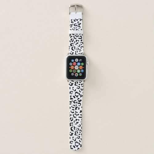 Leopard Print Leopard Spots Black And White Apple Watch Band