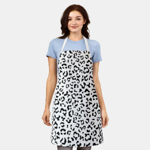 Leopard Print, Leopard Spots, Black And White Apron