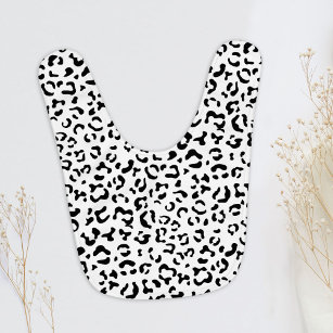 Leopard Print, Leopard Spots, Black And White Baby Bib