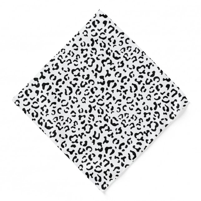 Leopard Print, Leopard Spots, Black And White Bandana (Front)