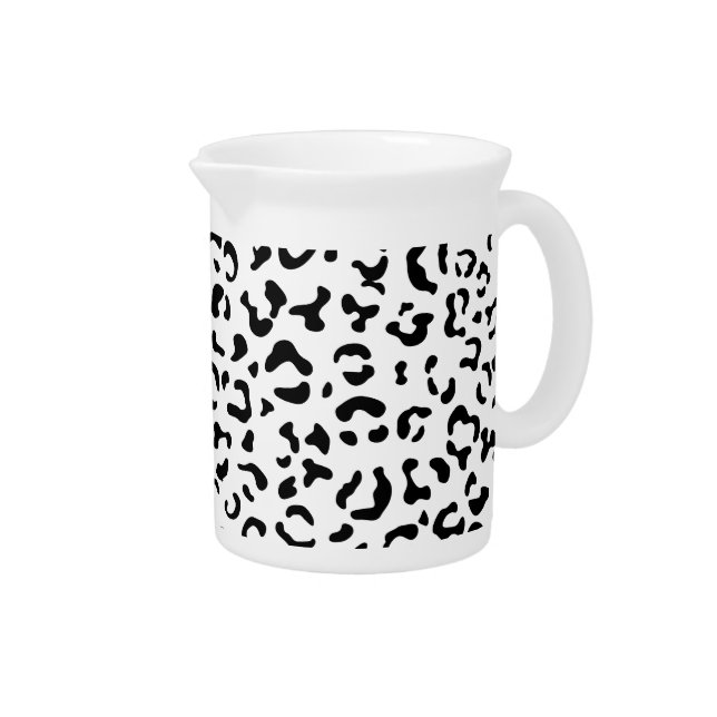 Leopard Print, Leopard Spots, Black And White Beverage Pitcher (Right)