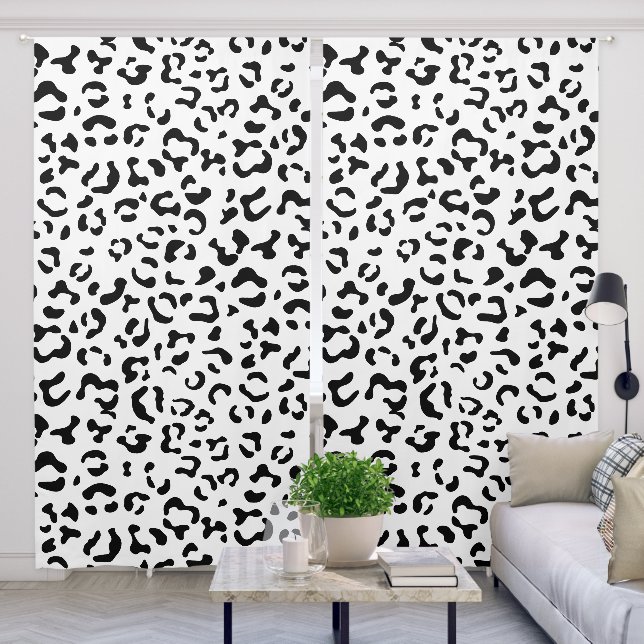 Leopard Print, Leopard Spots, Black And White Blackout Curtains (Living Room)