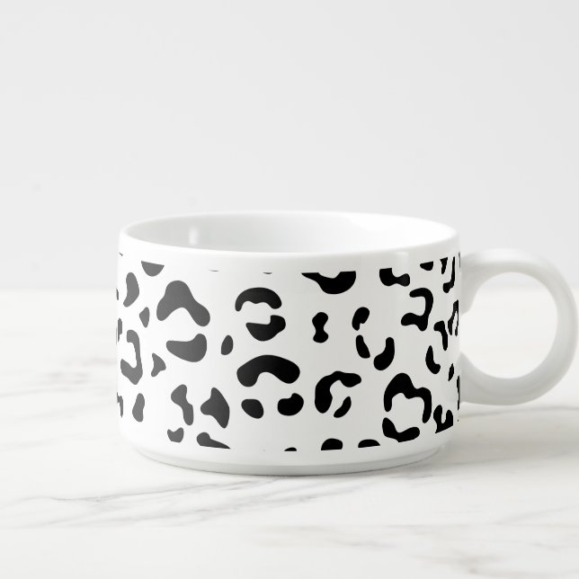 Leopard Print, Leopard Spots, Black And White Bowl (Left)