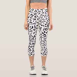 Leopard Print, Leopard Spots, Black And White Capri Leggings