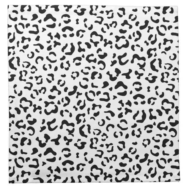 Leopard Print, Leopard Spots, Black And White Cloth Napkin (Front)