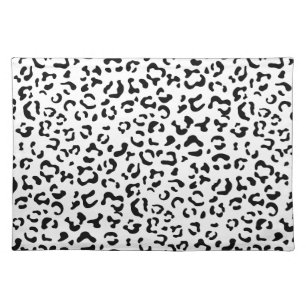 Leopard Print, Leopard Spots, Black And White Cloth Placemat