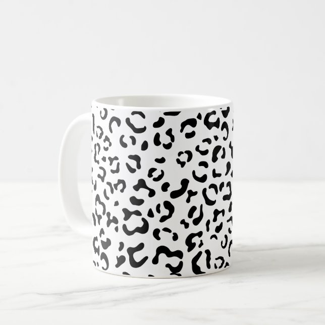Leopard Print, Leopard Spots, Black And White Coffee Mug (Front Left)