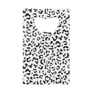 Leopard Print, Leopard Spots, Black And White Credit Card Bottle Opener