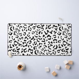 Leopard Print, Leopard Spots, Black And White Desk Mat