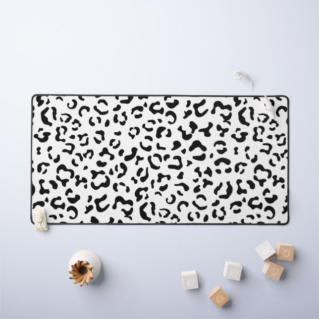 Leopard Print, Leopard Spots, Black And White Desk Mat (Kids Table)