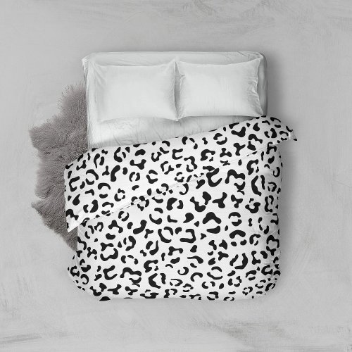 Leopard Print Leopard Spots Black And White Duvet Cover