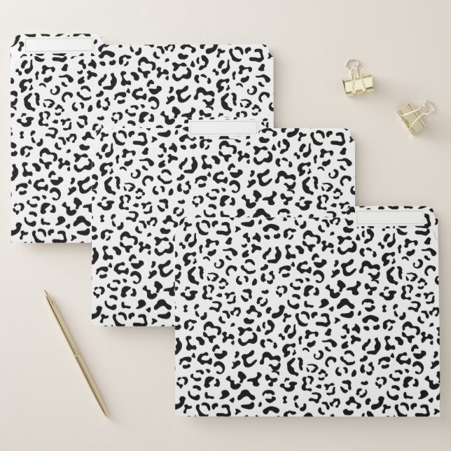 Leopard Print, Leopard Spots, Black And White File Folder (Set)