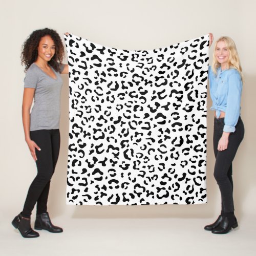 Leopard Print Leopard Spots Black And White Fleece Blanket