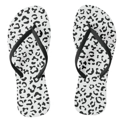 Leopard Print Leopard Spots Black And White Flip Flops