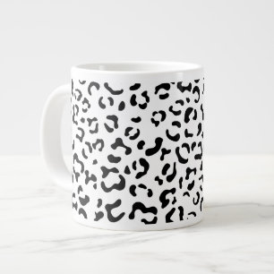 Leopard Print, Leopard Spots, Black And White Giant Coffee Mug