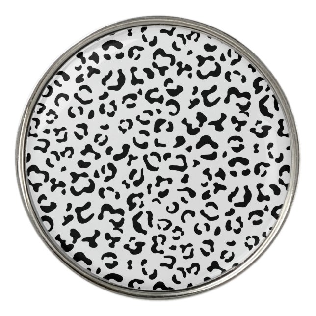 Leopard Print, Leopard Spots, Black And White Golf Ball Marker (Front)