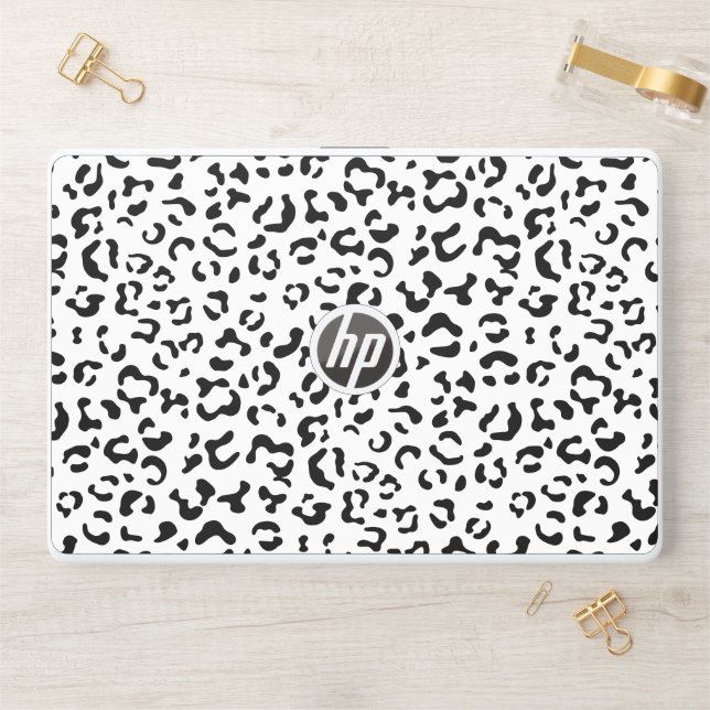 Leopard Print, Leopard Spots, Black And White HP Laptop Skin (Desk)