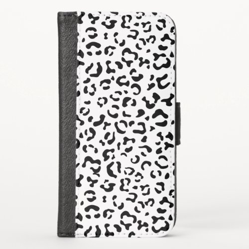 Leopard Print Leopard Spots Black And White iPhone X Wallet Case