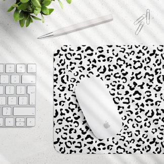 Leopard Print, Leopard Spots, Black And White Mouse Pad