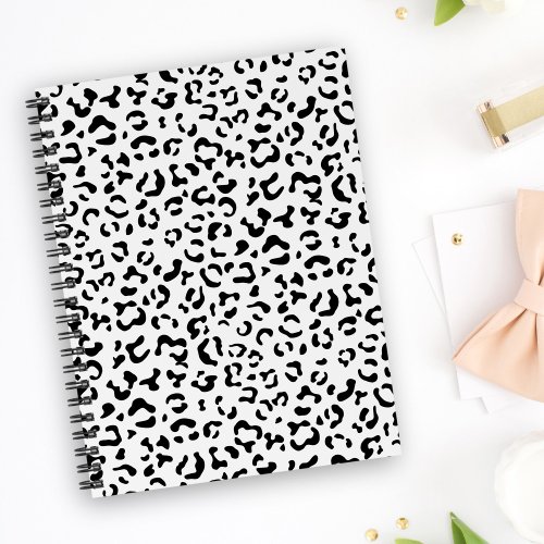 Leopard Print Leopard Spots Black And White Notebook