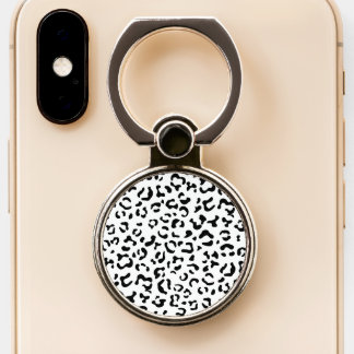 Leopard Print, Leopard Spots, Black And White Phone Ring Stand